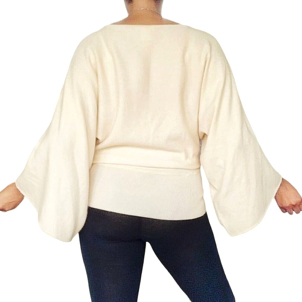 MINNIE ROSE cashmere dolman boatneck wide sleeve sweater in cream Size XS - Picture 2 of 10